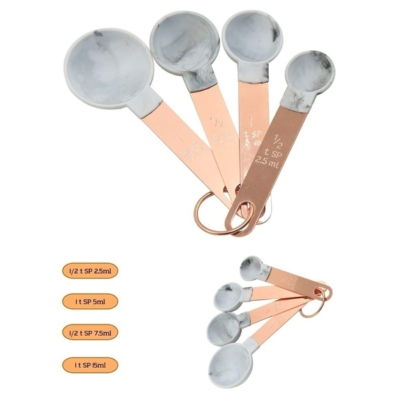 New Measuring Cups & Spoons Cooking Baking Copper Handle Kitchen Cup & Spoon Set - Picture 9 of 10